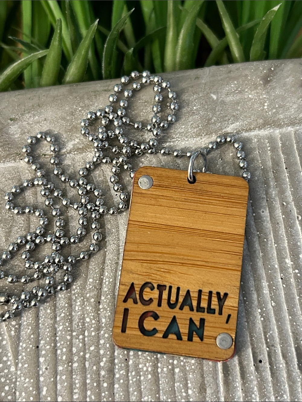 wooden 'Actually, I Can' Pendant Necklace - handmade laser cut unique